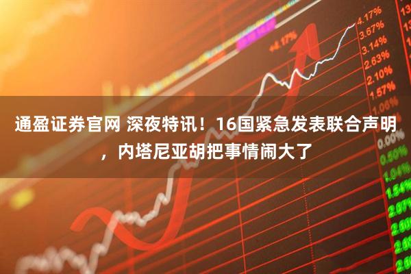 通盈证券官网 深夜特讯！16国紧急发表联合声明，内塔尼亚胡把事情闹大了